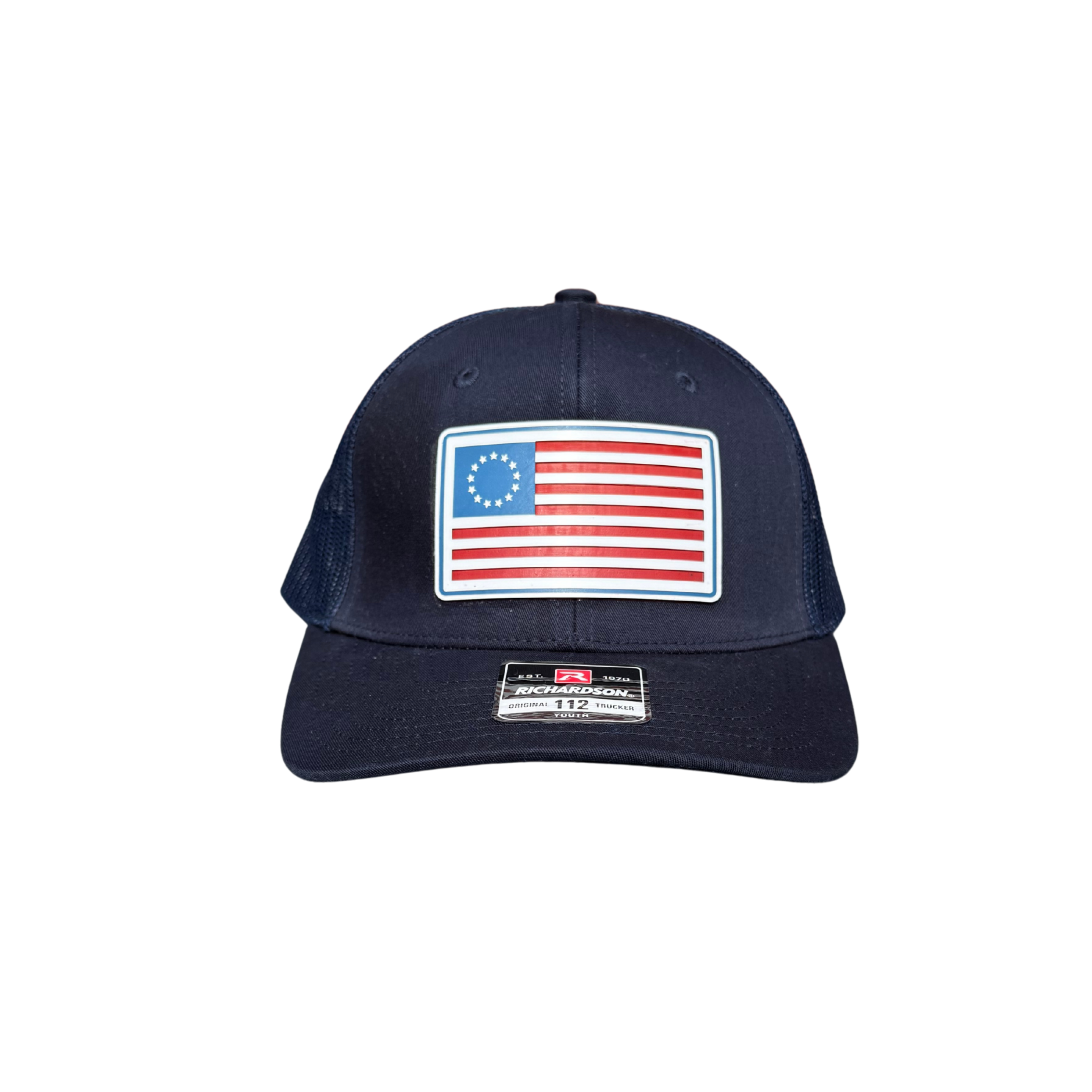 Richardson 112 Youth Navy hat with Betsy Ross Patch