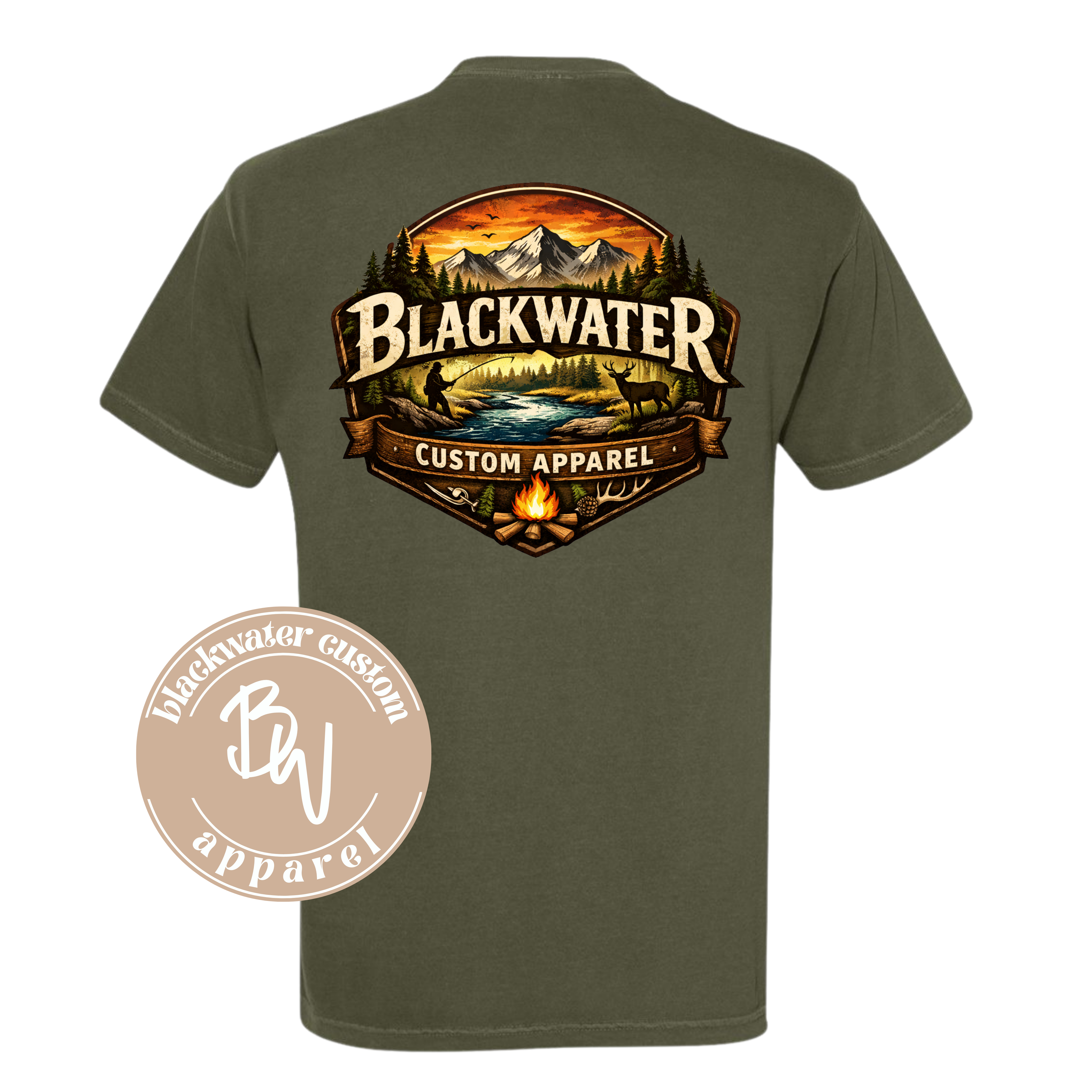 Blackwater Custom Apparel Mountain Scene