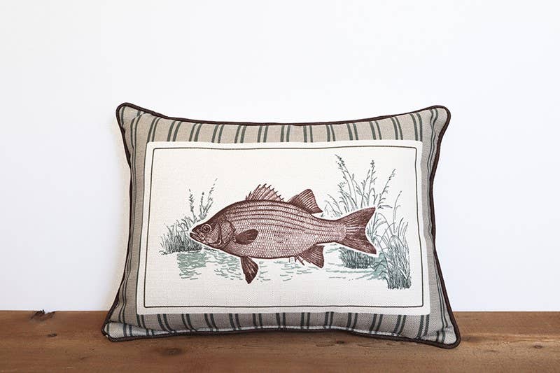 Green & Brown Bass Stripe Piped Pillow