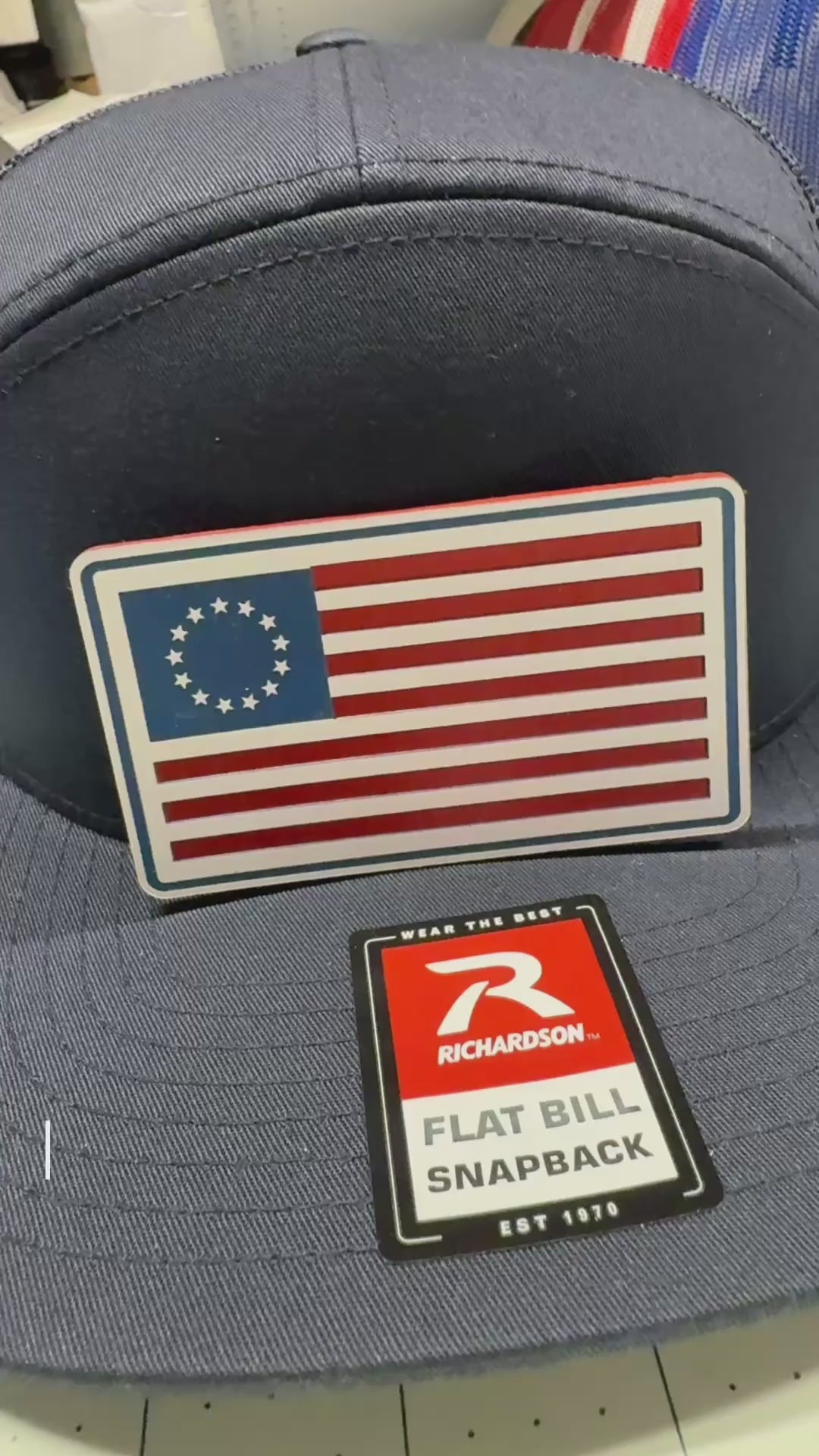 Richardson 112 Youth Navy hat with Betsy Ross Patch